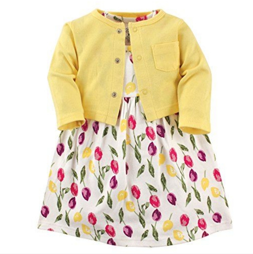 Lovable Friends- 3/6M- white- tulip print dress- spring- Easter